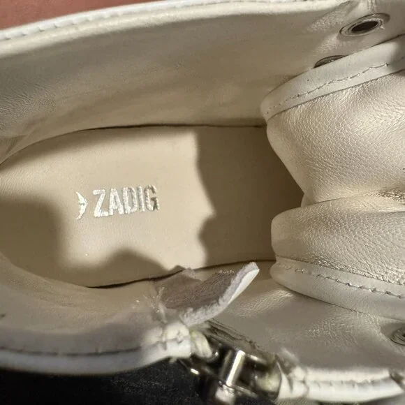 Zadig & Voltaire ZV1747 High Flash Studded Sneaker Womens White, Sz 39 WORN ONCE - Picture 8 of 10